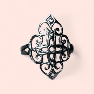 Silver Plated Delicate Filigree Scrollwork Ring